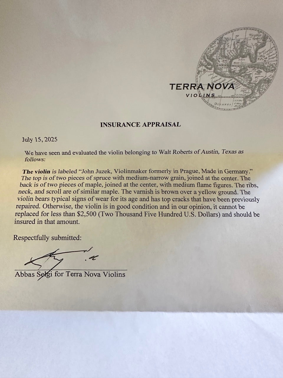 John Juzek German Made Violin