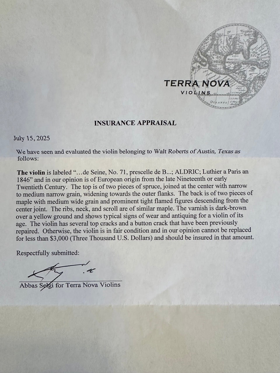 Circa 1900 French Violin