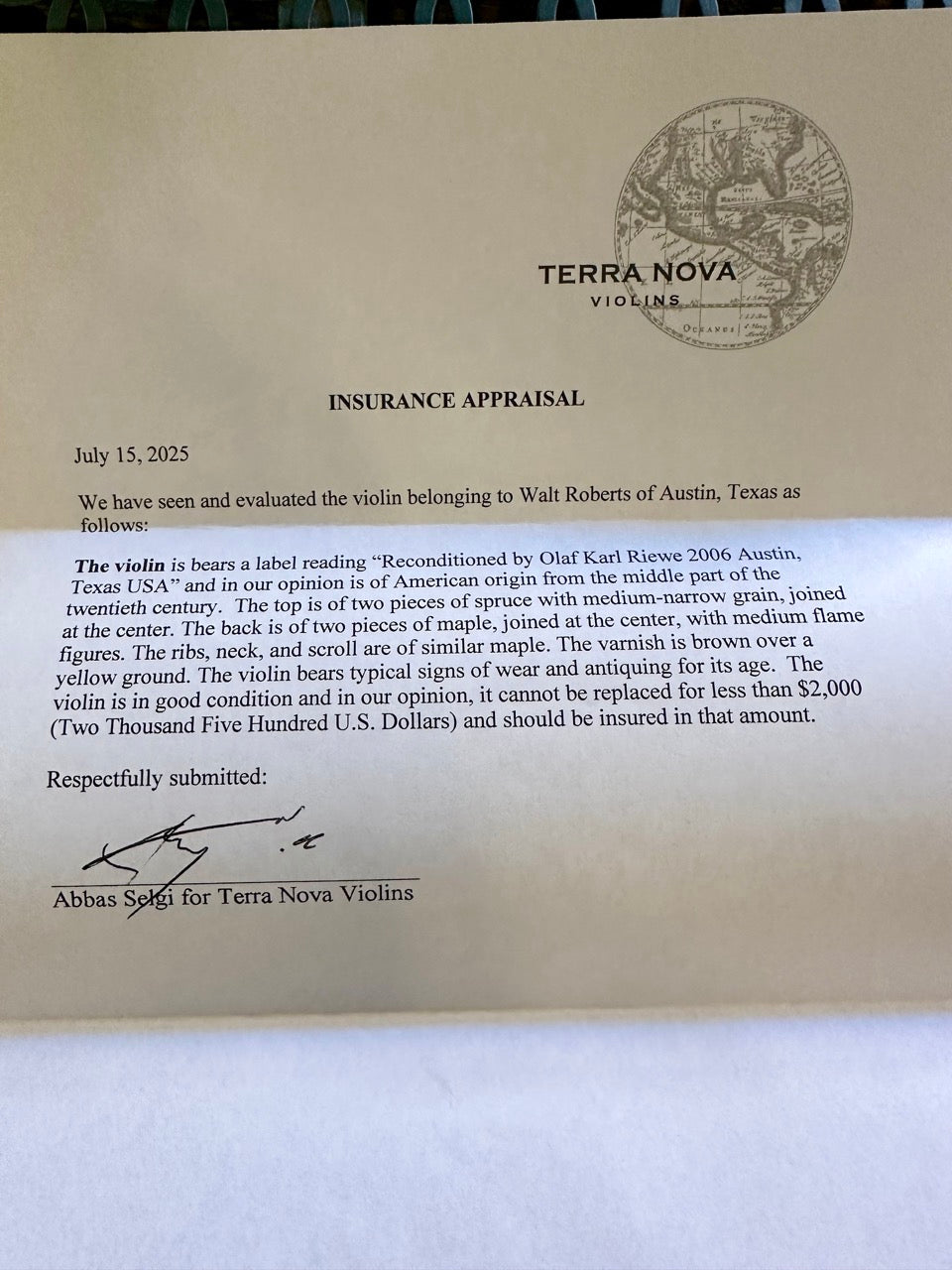 Circa 1950 American Fiddle